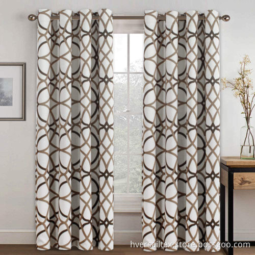 Geo Pattern Printed Grommet Curtain Drapes